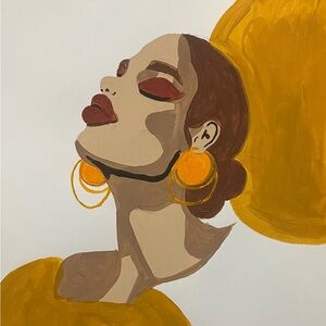 Abstract Portrait Painting with Gold Accents